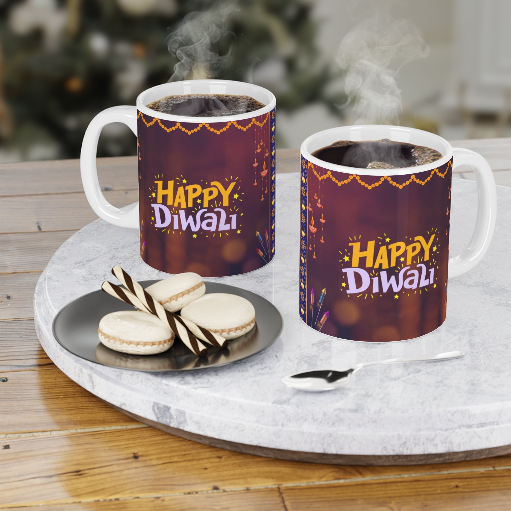 Happy Diwali ceramic mug 11oz with festive colorful design.
Perfect for tea and coffee lovers during Diwali celebrations.
Durable ceramic with scratch-resistant, vibrant print for long use.
Microwave safe and dishwasher safe for convenience and daily cleaning.
Large comfortable handle for easy grip while enjoying drinks.
Ideal festive gift for friends, family, neighbors, or coworkers.
Brings joy, celebration, and Diwali spirit to every tea or coffee break.
