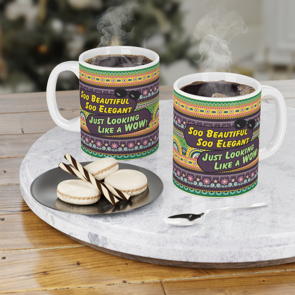 Soo Beautiful Soo Elegant Just Looking Like a WOW ceramic mug 11oz.
Perfect for tea and coffee lovers who enjoy viral quotes and humor.
Durable ceramic with scratch-resistant, vibrant print for daily use.
Microwave safe and dishwasher safe for easy cleaning and reheating.
Large comfortable handle makes sipping chai or coffee effortless.
A fun gift for friends, family, coworkers, or desi humor lovers.
Brings viral pop culture vibes and quirky fun to every tea break.