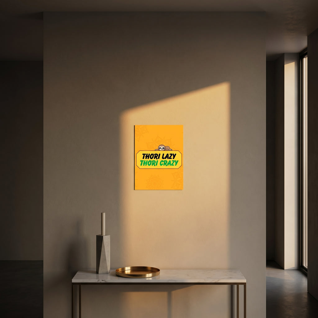 Premium South Asian slogan print styled on an elegant entry console table caught in dramatic golden afternoon window light.