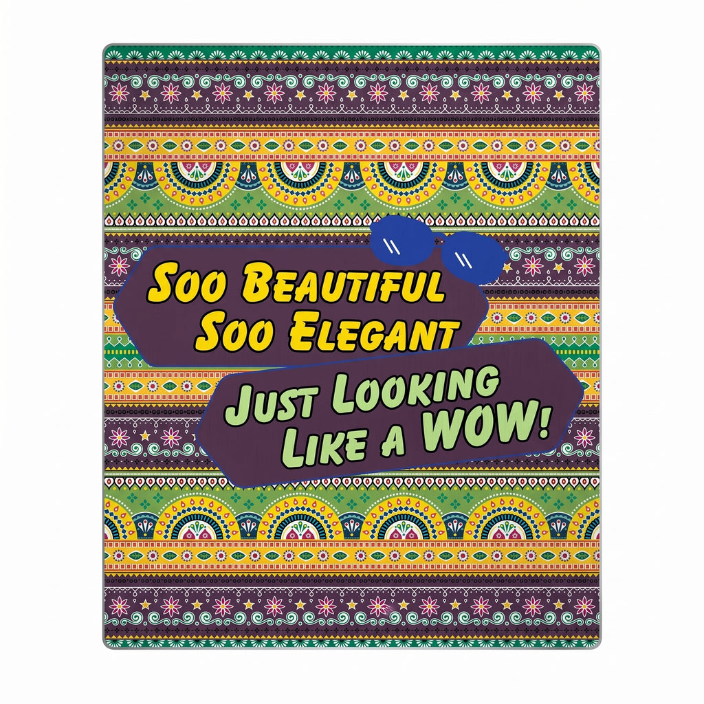 Vibrant Just Looking Like A Wow poster featuring detailed traditional Pakistani truck art mandalas, geometric patterns, and blue sunglasses illustration